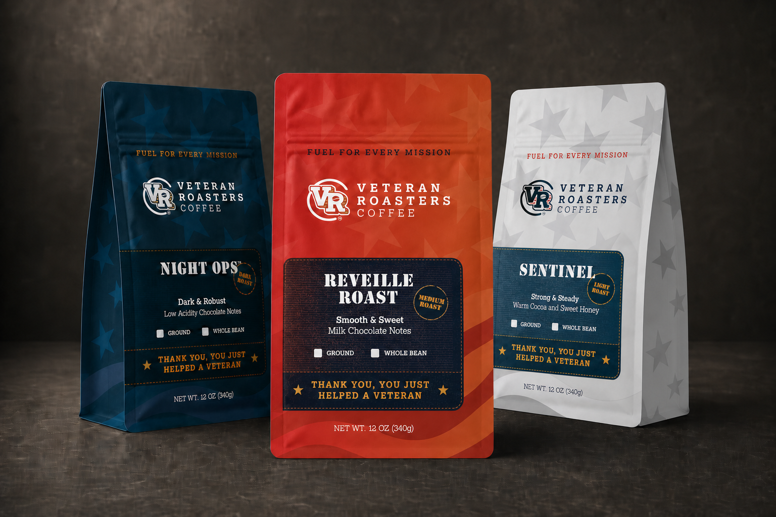 Sentinel + Reveille Roast + Night Ops | Ground Coffee | 3-Pack Gift Set